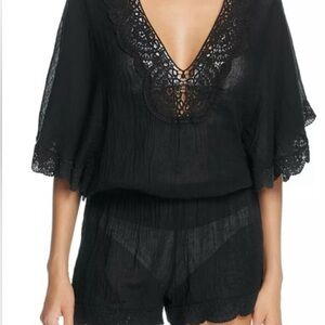 Eberjey Black Lace Swim Coverup